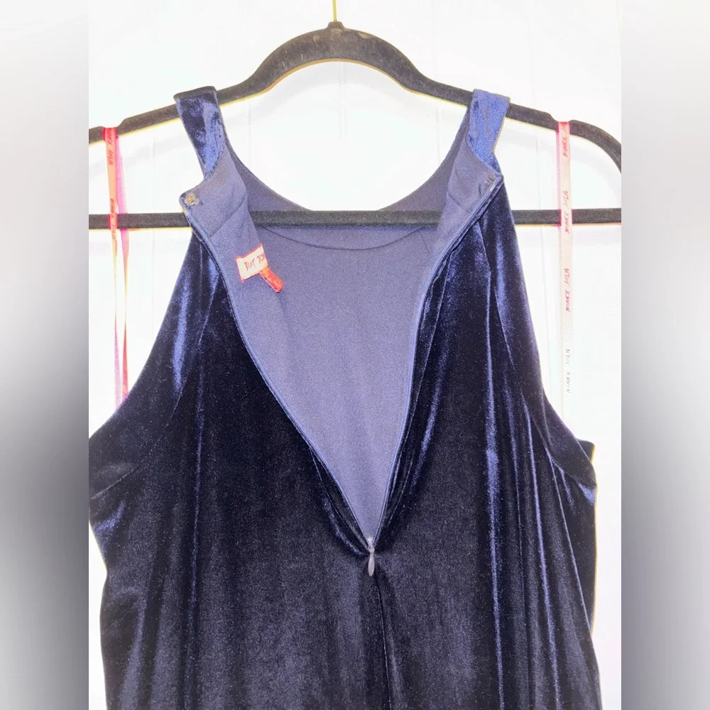 Betsey Johnson Blue Velvet Halter Swing Dress Size 10 - Picture 8 of 10